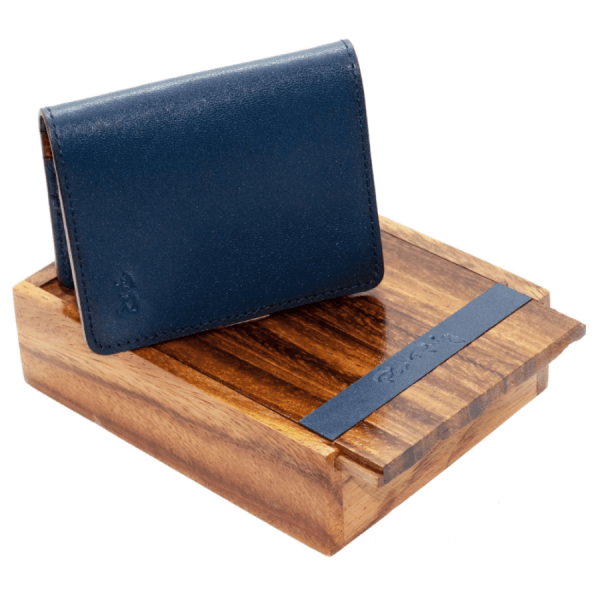 Petit Tartan Leather Wallet- Blue Color